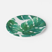 Tropical Green Palm Leaf Hawaiian Summer Wedding Pappteller (Schrägansicht)