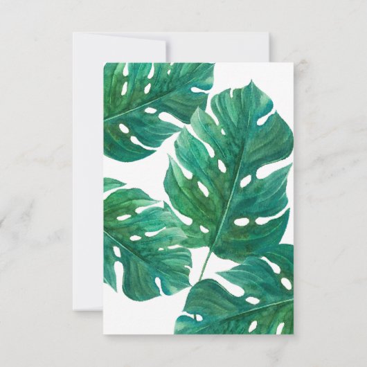 Tropical Green Palm Leaf Hawaiian Wedding RSVP (Rückseite)