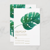 Tropical Green Palm Leaf Hawaiian Wedding RSVP (Vorne/Hinten)