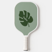 Tropical Green Palm Leaf | Modernes Monogramm Pickleball Schläger (Rückseite)