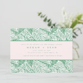 Tropical Green Palm Leaf Paare Brautparty Einladung (Stehend Vorderseite)