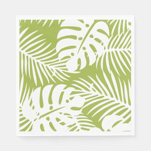 Tropical Green Palm Leaf Paper Napkin Serviette (Vorderseite)