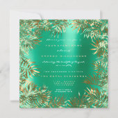 Tropical Green Palm Leaf Rahmen Metallic Mint Gold Einladung (Vorderseite)