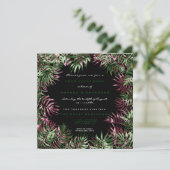 Tropical Green Palm Leaf Rahmen Schwarz Weiße Burg Einladung (Stehend Vorderseite)