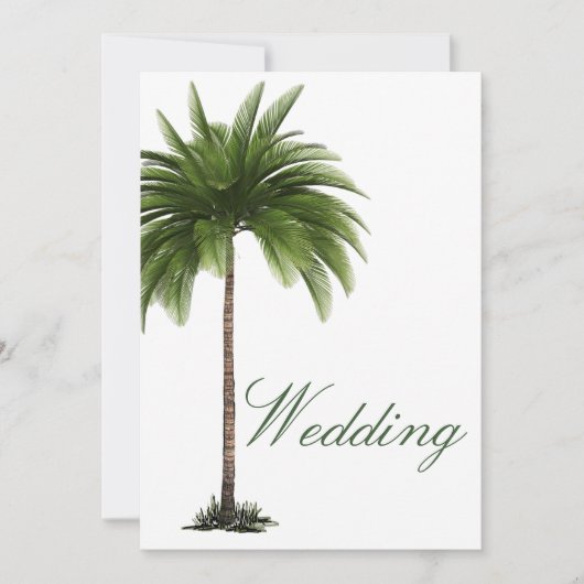 Tropical Green Palm Tree Elegante Moderne Hochzeit Einladung (Vorderseite)