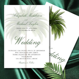 Tropical Green Palm Tree Elegante Moderne Hochzeit Einladung
