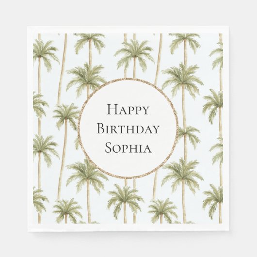 Tropical Green Palm Trees Geburtstag Serviette (Vorderseite)