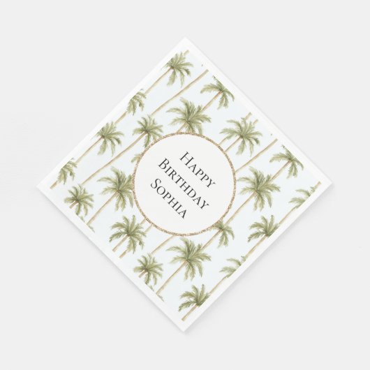 Tropical Green Palm Trees Geburtstag Serviette (Ecke)
