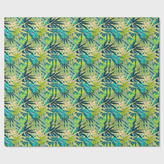 Tropical Green Palms Geschenkpapier (Flach)