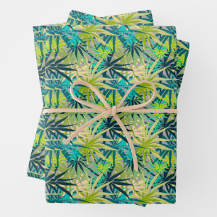 Tropical Green Palms Geschenkpapier Set