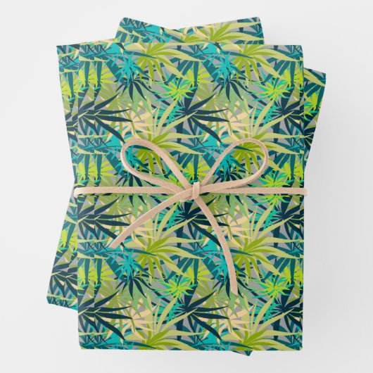 Tropical Green Palms Geschenkpapier Set (Beispiel)