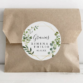 Tropical Green Spanish Danke Gastgeschenk Hochzeit Runder Aufkleber