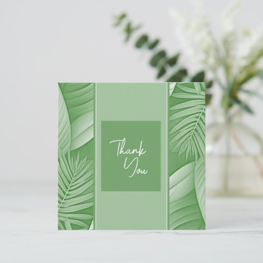 Tropical Green Theme Wedding Danke Cards (Stehend Vorderseite)