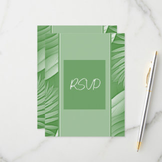 Tropical Green Theme Wedding RSVP Response Card