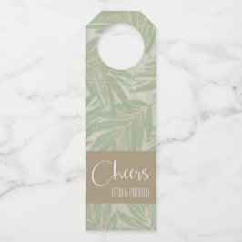 Tropical Green und Gold Blätter auf Sage Flaschenanhänger