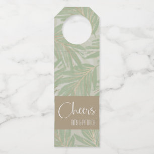 Tropical Green und Gold Blätter auf Sage Flaschenanhänger