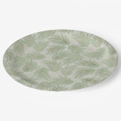 Tropical Green und Gold Blätter auf Sage Pappteller (Schrägansicht)