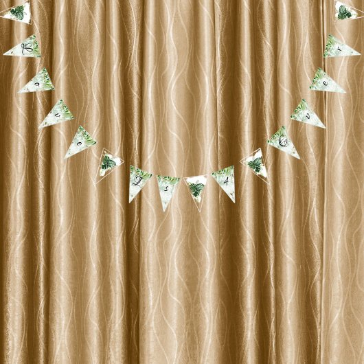 Tropical Green Watercolor Monstera Wedding Décor Wimpelkette