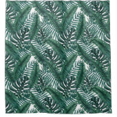 Tropical Green Watercolor Palm Blätter Muster Duschvorhang (Vorderseite)
