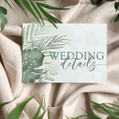 Tropical Green Watercolor Wedding Details Begleitkarte