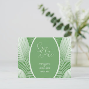Tropical Green Wedding Announcement Postcard Ankündigungspostkarte