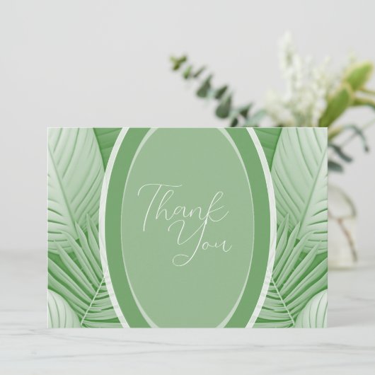 Tropical Green Wedding Dankeschön Card Dankeskarte (Stehend Vorderseite)