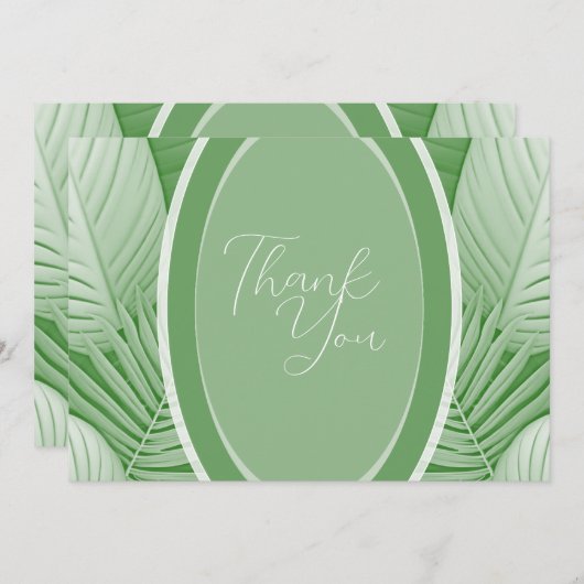 Tropical Green Wedding Dankeschön Card Dankeskarte (Vorne/Hinten)