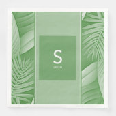 Tropical Green Wedding Monogram Paper Napkin Serviette (Vorderseite)