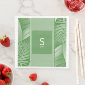 Tropical Green Wedding Monogram Paper Napkin Serviette (Beispiel)