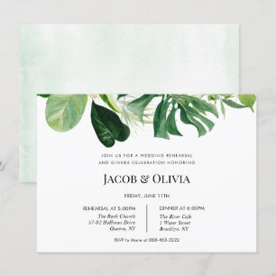 Tropical Green Wedding Probe Dinner einladen Einladung