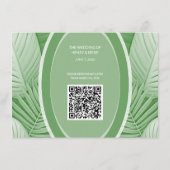 Tropical Green Wedding RSVP QR Code Enclosure Card Begleitkarte (Rückseite)