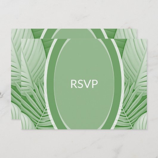 Tropical Green Wedding RSVP QR Code Enclosure Card Begleitkarte (Vorne/Hinten)