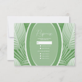 Tropical Green Wedding RSVP Response Card Karte