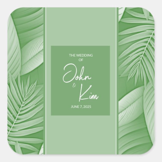 Tropical Green Wedding Sticker (Vorderseite)