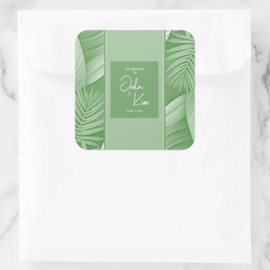 Tropical Green Wedding Sticker (Tasche)