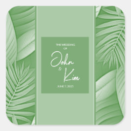 Tropical Green Wedding Sticker