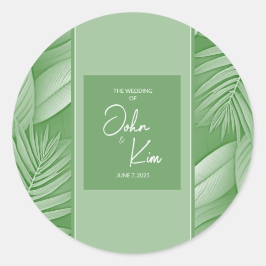 Tropical Green Wedding Sticker (Vorderseite)