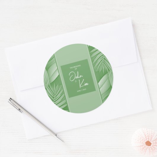 Tropical Green Wedding Sticker (Umschlag)
