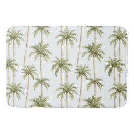 Tropical Green White Palm Trees Badematte