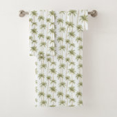 Tropical Green White Palm Trees Badhandtuch Set (Insitu)