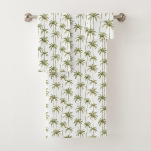 Tropical Green White Palm Trees Badhandtuch Set (Insitu)