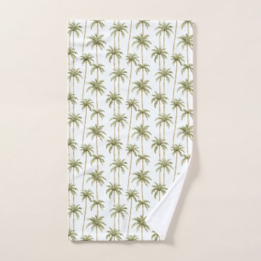 Tropical Green White Palm Trees Badhandtuch Set (Handtuch)