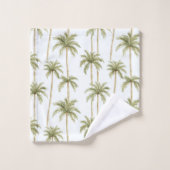 Tropical Green White Palm Trees Badhandtuch Set (Waschlappen)