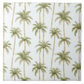 Tropical Green White Palm Trees Fliese (Vorderseite)