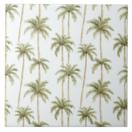 Tropical Green White Palm Trees Fliese