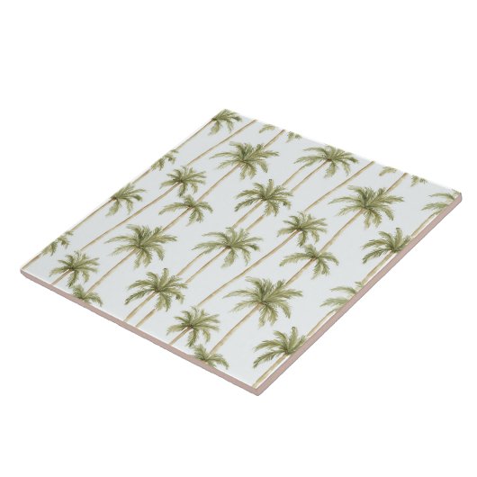 Tropical Green White Palm Trees Fliese (Seite)