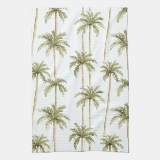 Tropical Green White Palm Trees Geschirrtuch (Vertikal)