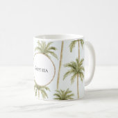 Tropical Green White Palm Trees Kaffeetasse (VorderseiteRechts)