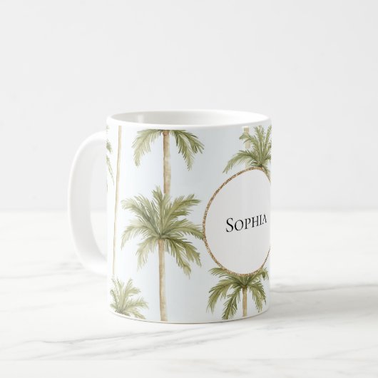 Tropical Green White Palm Trees Kaffeetasse (Vorderseite Links)