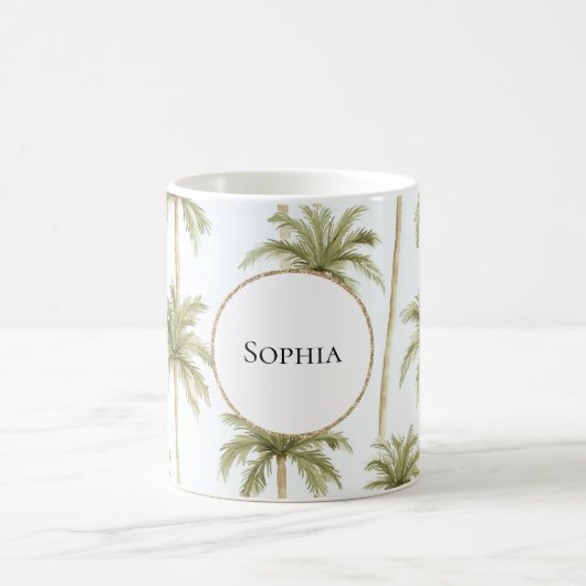 Tropical Green White Palm Trees Kaffeetasse (Mittel)